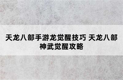 天龙八部手游龙觉醒技巧 天龙八部神武觉醒攻略